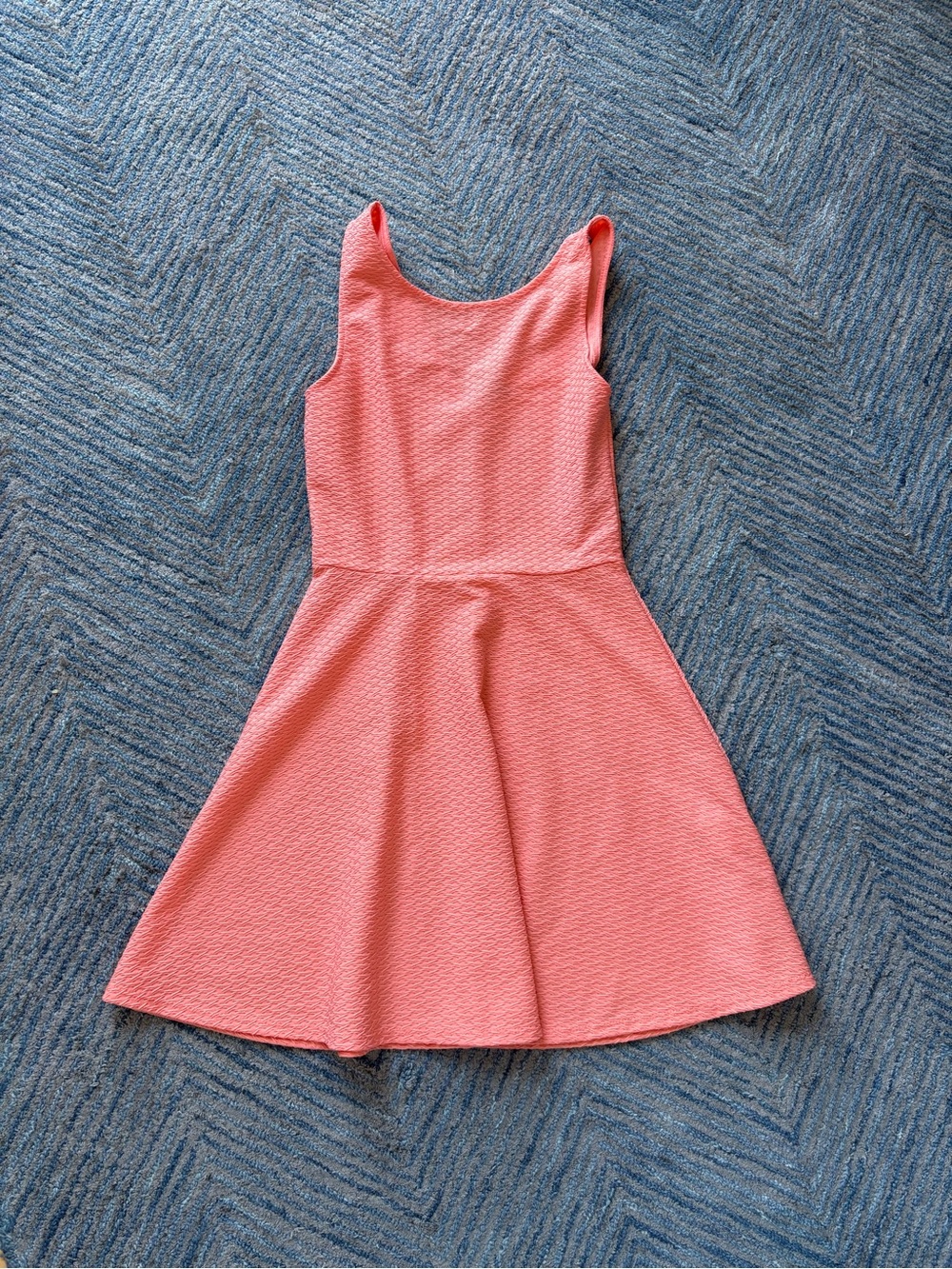 H&M Salmon Pink Textured Fit-and-Flare Dress